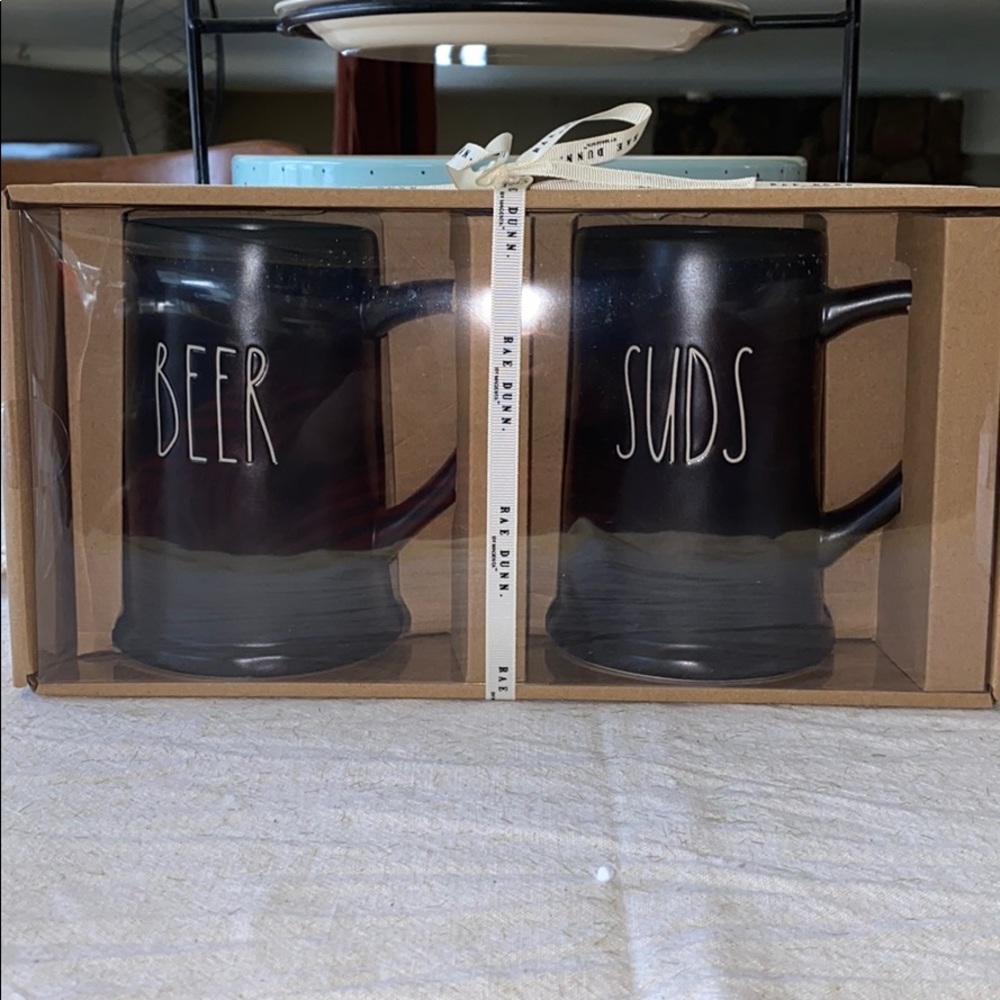 Rae Dunn black Beer steins BEER&SUDS🎁 box HTF☘️🍀